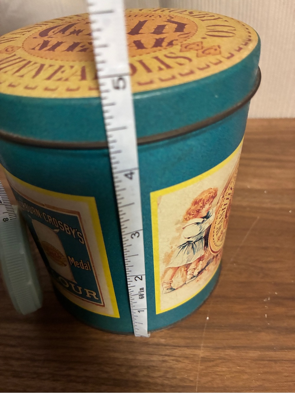 Washburn Crosby Co. Gold Medal Vintage Tin Empty Teal & Yellow - Picture 6 of 7